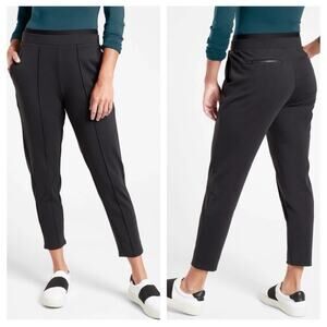 Athleta Pants Womens Medium Black Venice Pintuck Front Seam Pull On Sporty Work